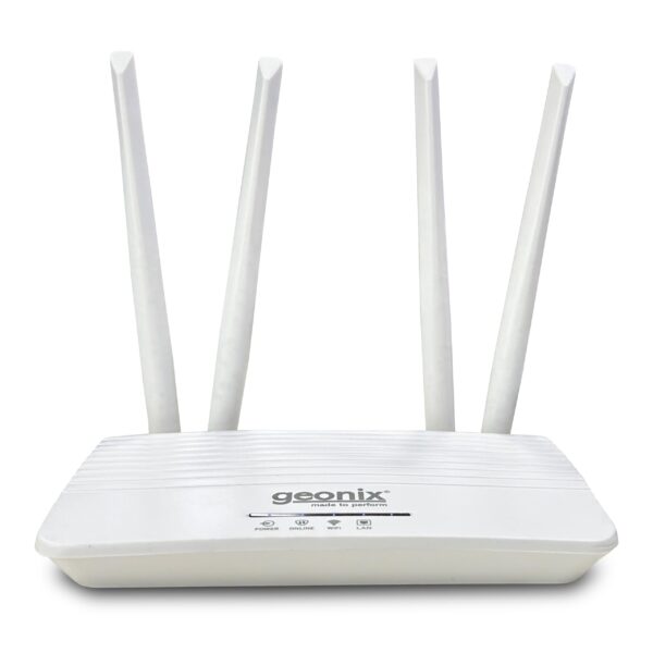 Geonix Wireless Router 4G Mobile Sim Based Router with 4 Antenna, Plug and Play, Wide Coverage Range, Wi Fi Range Upto 150 Meteres, Hassle Free Installation with Ethernet Port (White)