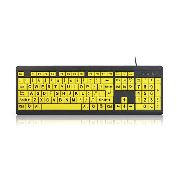 Homgee Wired USB Large Print Computer Keyboard for Low Vision Users High Contrast 104 Keys Letters for Old Men