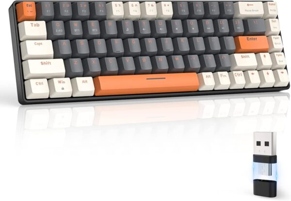 Ninjadog Varna Pro - Premium Mechanical Wireless Keyboard ; Bluetooth and USB Wireless dongle (Included), Multi Device Support for Upto 3 Hosts (Blue (Clicky) Switch)