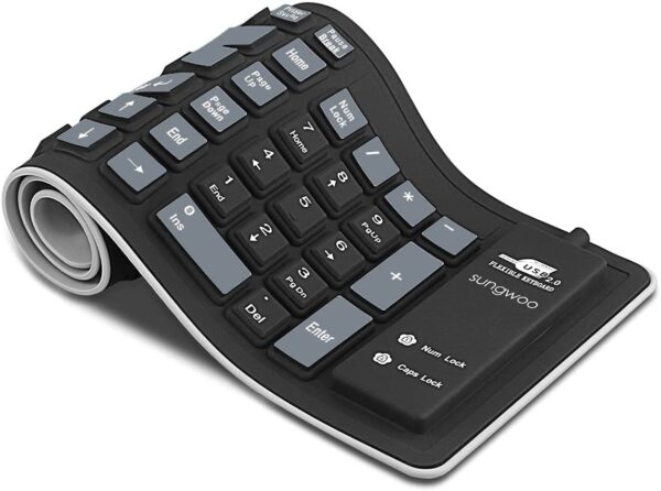 CARE CASE Foldable Silicone Keyboard USB Wired Waterproof Rollup Keyboard for PC Notebook Laptop (Black)