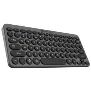 Amkette Optimus BT 4 in 1 Wireless Keyboard 2.4 GHz & Bluetooth 5.0 Connectivity with 3 Bluetooth and 1 USB Device, Compact Bluetooth Keyboard, On/Off Switch, Silent Keys, Shortcut Multimedia Keys