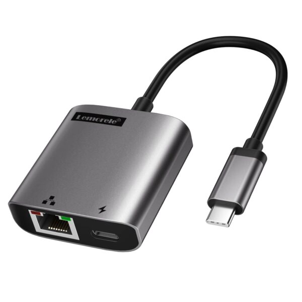 Lemorele USB C to RJ45 Ethernet Network Adapter with PD 100W, Plug and Play, USB C to Ethernet LAN RJ45 Adapter for MacBook Pro/Air M1, Compatible with Windows, ChromeOS, Linux, XPS, etc.