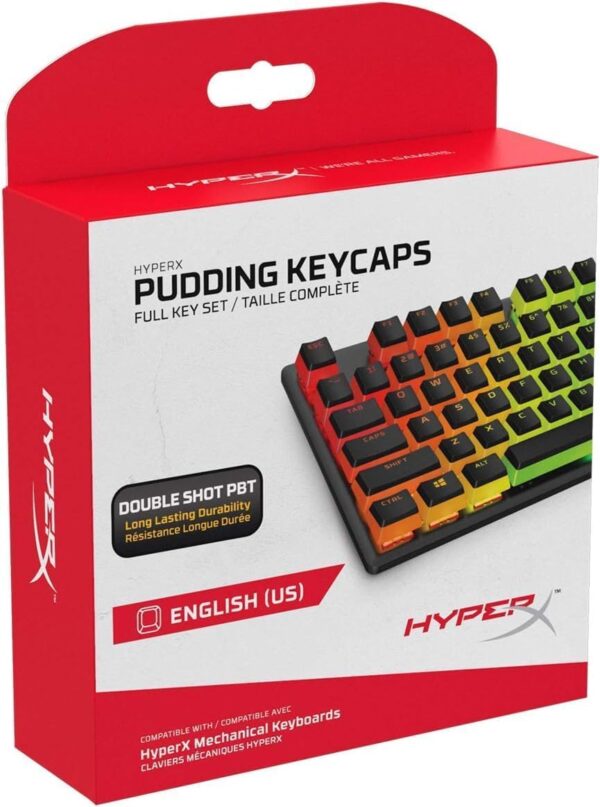 HyperX Double Shot Pbt Pudding Full OEM Profile, English Us Layout 104 Keycaps Set with Translucent Layer for Mechanical Keyboards - Black (Hkcpxp-Bk-Us/G)