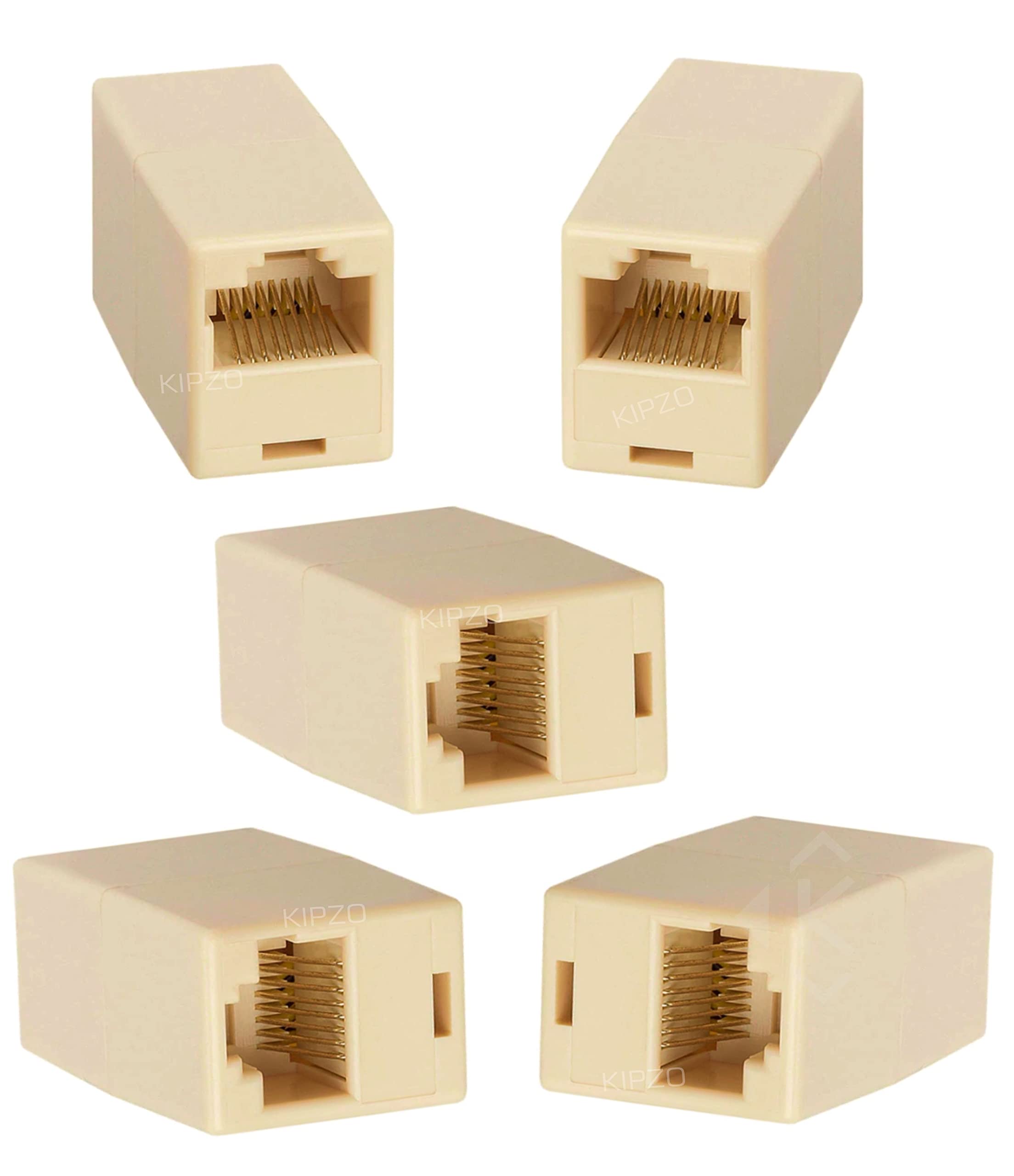 KIPZO® Strong Pack of 5, RJ45 Extender Plug Network Broadband Ethernet LAN Cable Joiner/Jointer Coupler 8P8C Extension Adsl Female to Female LAN Cable Adapter Connector (Plastic 5pc Jointer-LAN)