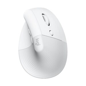 Logitech Lift Vertical Ergonomic Mouse, Wireless, Bluetooth or Logi Bolt USB Receiver, Quiet clicks, 4 Buttons, Compatible with Windows/macOS/iPadOS, Laptop, PC - Pale Grey