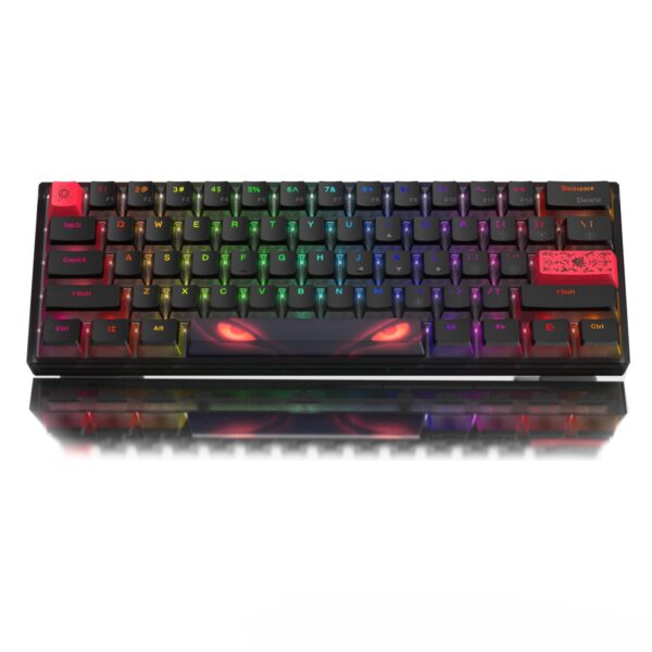 60% Percent Keyboard - Womier WK61 Keyboard, Hot-Swappable Ultra-Compact RGB Gaming Keyboard w/Pudding Keycaps, Linear Red Switch, Pro Driver/Software Supported - Phantom Black