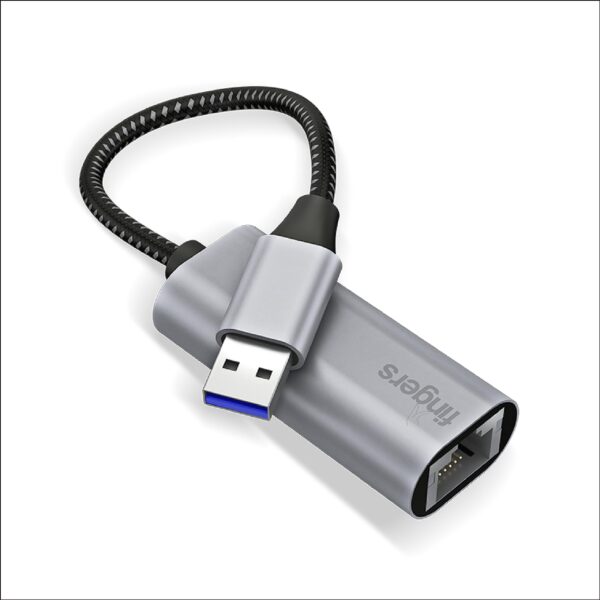 FINGERS GigaNet USB-A to Giga LAN Ethernet Adapter – Super High Speed Data Transfer up to 1 Gbps, Plug-n-Play, Ultra-Portable, Compatible with Windows, macOS, Android, and More