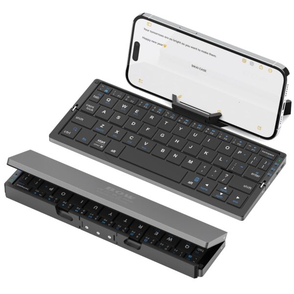 Mini Foldable Bluetooth Keyboard with Magnetic Stand,Aluminum Alloy Mini Quiet Folding Keyboard Portable Lightweight Portable Bluetooth Keyboard Android Rechargeable Keyboard for Tablet,iPad, Phones