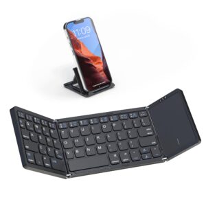 Artciety Foldable Bluetooth Keyboard, Folding Portable Wireless Keyboard with touchpad,Travel Pocket Keyboard for iOS Android Windows Mac Smartphone Tablet & Laptop, Sync Up to 3 Devices, Black