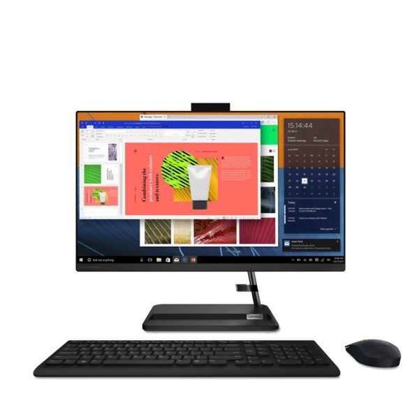 Lenovo IdeaCentre AIO 3 AMD Ryzen 5 5500U 23.8" FHD IPS 3-Side Edgeless All-in-One Desktop with Alexa Built-in (8GB/512GB SSD/Windows 11 Home/MS Office 2021/Wireless Keyboard & Mouse), F0G100H4IN