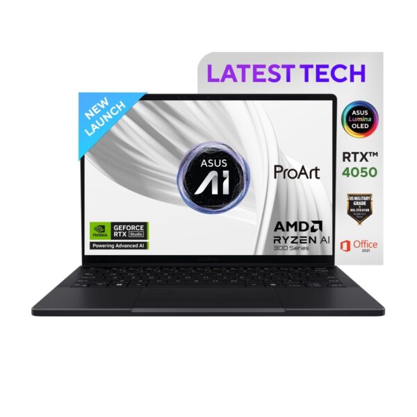 ASUSProArt PX13 OLED, 13.3" 3K OLED, 60Hz 400 nits, AMD Ryzen AI 9 365 2.0GHz, Creator Laptop (24GB RAM/1TB SSD/NVIDIA GeForce RTX 4050/Windows 11/Office 2021/Nano Black/1.38 Kg), HN7306WU-LX001WS