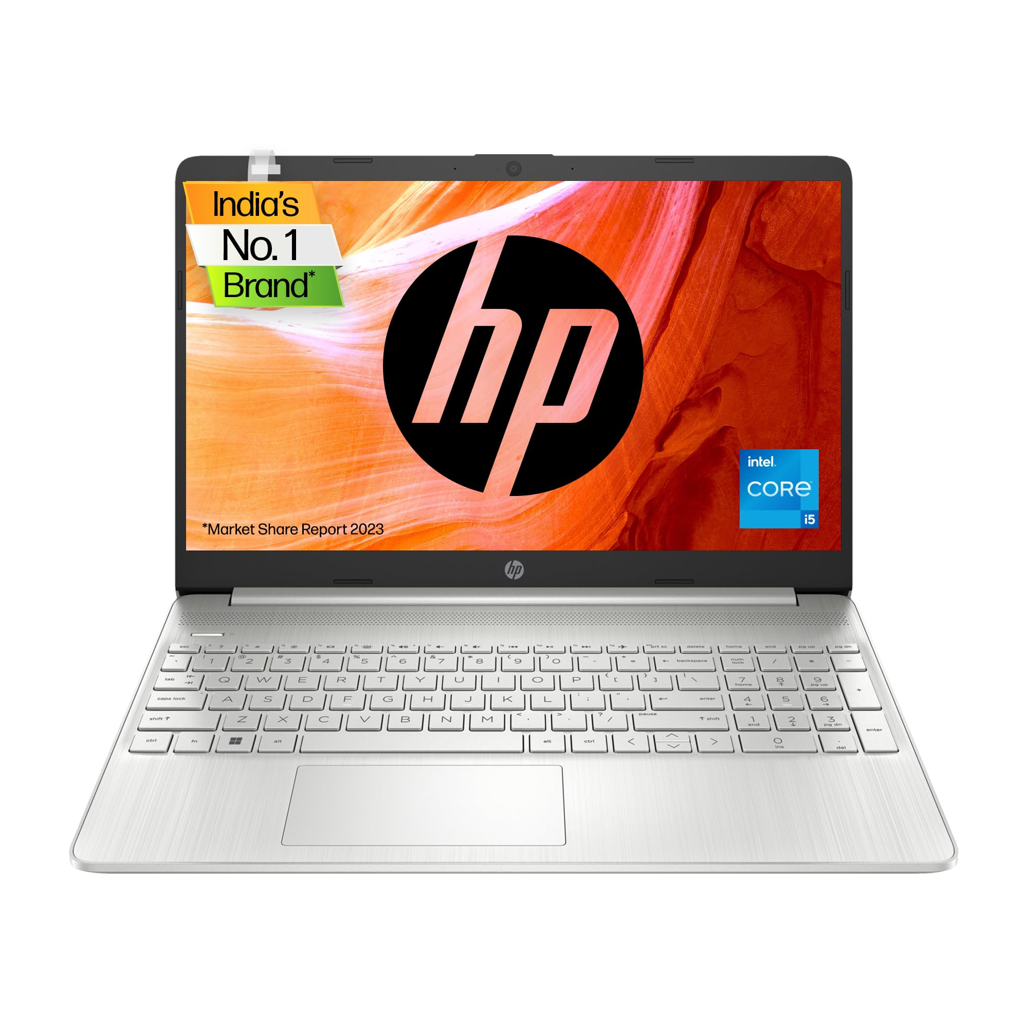 HP Laptop 15s, 12th Gen Intel Core i5-1235U, 15.6-inch (39.6 cm), FHD, 16GB DDR4, 512GB SSD, Intel UHD Graphics, Backlit KB, Thin & Light, Dual Speakers (Win 11, MSO 2021, Silver, 1.6 kg), fr5011TU