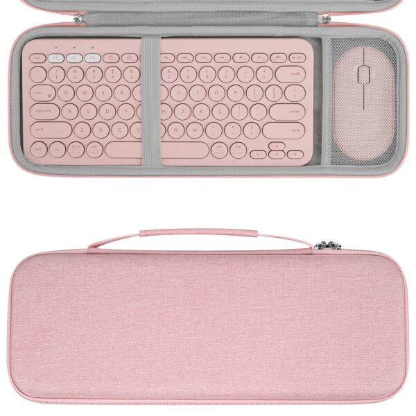 Geekria Hard Shell Travel Carrying Case, Compatible with Logitech K380/k380s Keyboard +M350/M350s Mouse, Pebble 2 Combo, Protective Travel Bag (Pink)